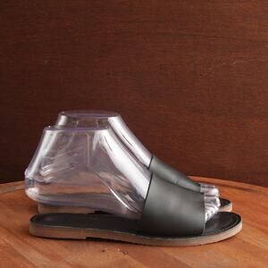 Madewell Sandals Womens SZ 5.5 Black Boardwalk Post Slide Leather Slip On Shoes